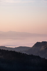 Mountain view on Doi Chang, Chiang Rai Province, northern Thailand at the beginning of the rainy season.