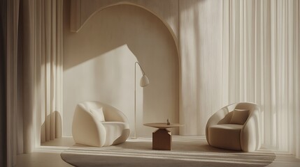 Sunlit Minimalist Living Room. (4)