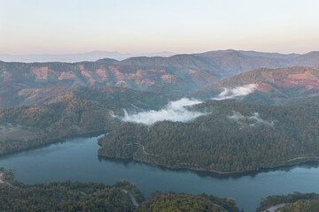 Mountain view on Doi Chang, Chiang Rai Province, northern Thailand at the beginning of the rainy season.