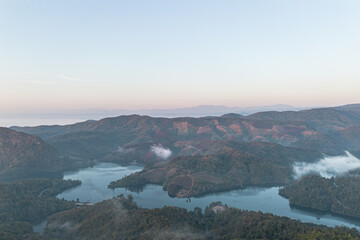 Mountain view on Doi Chang, Chiang Rai Province, northern Thailand at the beginning of the rainy season.