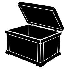 Silhouette of Toy Storage Chest with Open Lid – Black Vector Icon