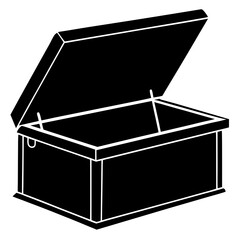 Silhouette of Toy Storage Chest with Open Lid – Black Vector Icon