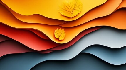 Autumn Leaves with Paper Waves, and Abstract.