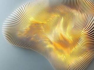 Abstract arrangement of layered wooden forms in a wavy pattern