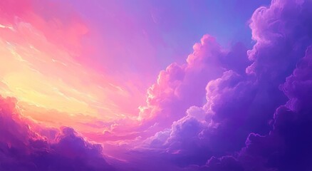 Beautiful sky painted with vibrant colors and voluminous clouds