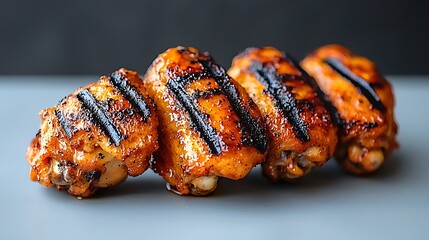 Grilled chicken wings, close-up