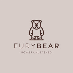 Angry Bear Line Art Logo – A fierce bear in line art, symbolizing strength and determination.