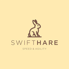 Obraz premium Rabbit Line Art Logo – A sleek rabbit in line art, representing agility and innocence.