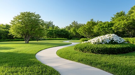 Fototapeta premium Spring flora pathway through nature’s blossoming garden serenity in blooming landscape