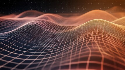 Gravity waves and quantum particles merge in a surreal dance, exploring the fabric of spacetime.
