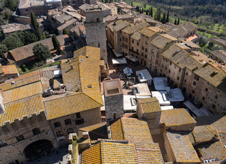 Obraz premium Amazing aerial view of the wonderful village of San Gimignano. A Unesco World Heritage. Tuscany, Italy