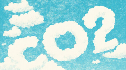 CO2 Concept in Cloud Formations Against Blue Sky Illustration