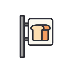 Bakery signboard colored icons, minimalist vector illustration ,simple transparent graphic element .Isolated on white background