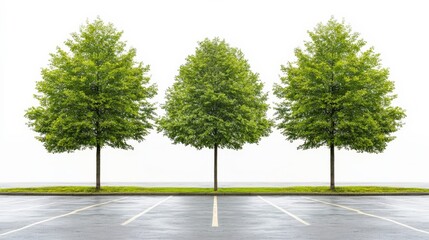 Obraz premium Lush Trees in Vibrant Parking Area