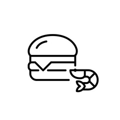 Fototapeta premium Burger with shrimp. Seafood menu. Pixel perfect, editable stroke vector icon