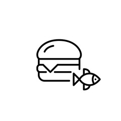 Cheeseburger with fish patty. Restaurant menu. Pixel perfect, editable stroke vector icon