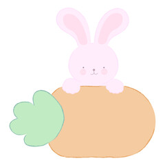 Adorable bunny and carrot PNGs! Cute pastel rabbit clipart, perfect for stickers, digital designs, and Easter themes. Hand-drawn, kawaii, and playful illustrations.