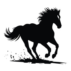 Obraz premium Horse Silhouette, Vector, Icon, Logo, White Background.