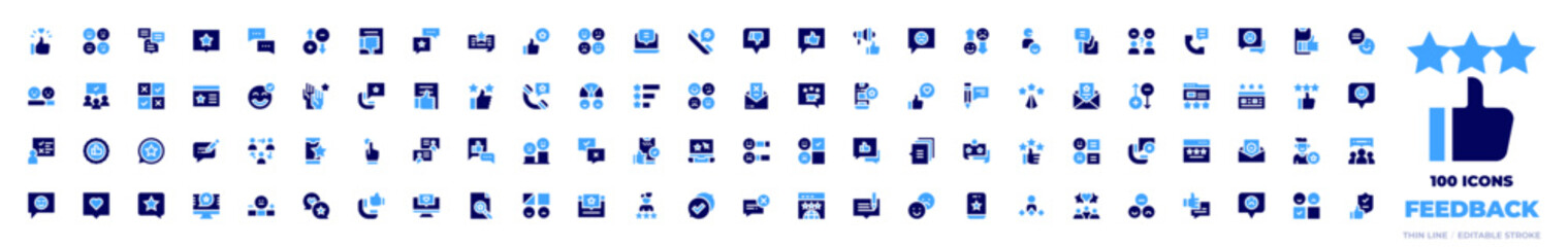100 Feedback Icons Collection. Bold style. Duotone colors. like, feedback, opinion, customersatisfaction, unlike, review, bestchoice, satisfaction, comment