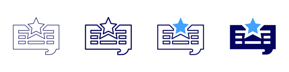 Feedback certification​ icon in 4 different styles. Thin Line, Line, Bold Line, Duotone. Duotone style. Editable stroke