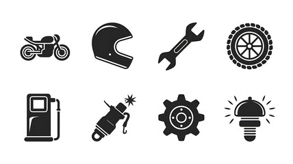 Motorcycle service and repair icons