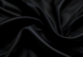 Obraz premium Luxurious Flowing Black Silk Fabric with Deep Folds and Soft Shadows AI Generated 