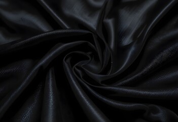 Fototapeta premium Luxurious Flowing Black Silk Fabric with Deep Folds and Soft Shadows AI Generated 