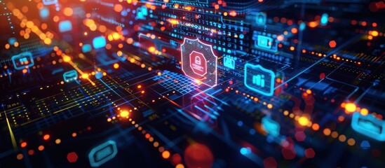 Digital Security Network.  Cybersecurity System