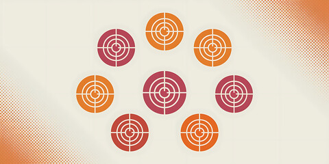 Abstract design of concentric circles. Geometric patterns. Colorful targets.