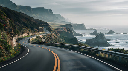 Coastal highway winding through dramatic cliffs