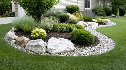 Obraz premium Spring action creating a flourishing garden landscape with flowers and flora in nature