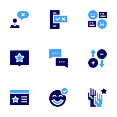 Feedback icon set. Bold style. Duotone colors. disagree, smartphone, review, opinion, feedback, customersatisfaction, accountable