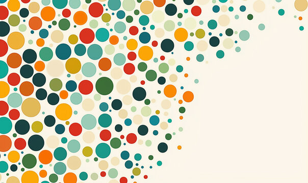 Colorful abstract pattern featuring various sized circles on a light background, creating a playful and vibrant design.