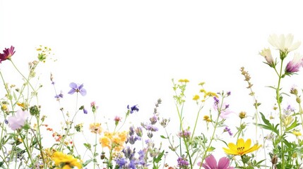Colorful Flower Garden Isolated on White Background