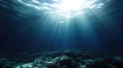 Fototapeta premium Sunlight piercing the deep ocean