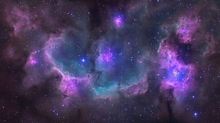 Fototapeta premium A colorful nebula showcases stars and cosmic dust among the darkness