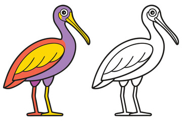 Colorful Bird Illustration with Outline for Coloring Pages Bird Animal Nature Wildlife Avian Feathered Creature Winged