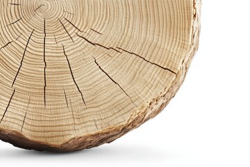 Obraz premium Close-up view of a cross-section of a tree trunk showcasing natural wood grain and cracks
