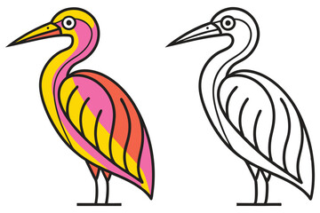 Fototapeta premium Colorful Bird Illustration Line Art Graphic Design Printable Coloring Page for Kids Adults