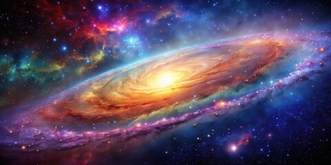 Deep space colorful galaxy with bright stars shining through a nebula , space, colorful,  space, colorful