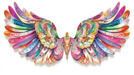 Colorful abstract wings, decorative design, artistic illustration, suitable for prints or backgrounds