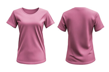 Front and Back View of Plain Girl's T-Shirt on transparent background