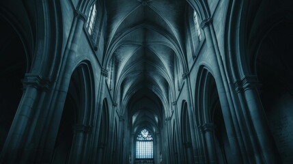 Naklejka premium Gothic Cathedral Interior View