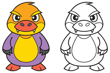 Adorable Cartoon Platypus Illustration with Coloring Page Option Fun for Kids Learning Animals