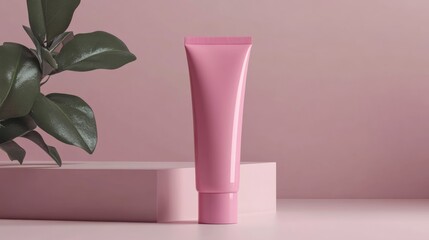 Glossy Plastic Cosmetic Cream Tube Branding Mockup, box package, 3d mockup