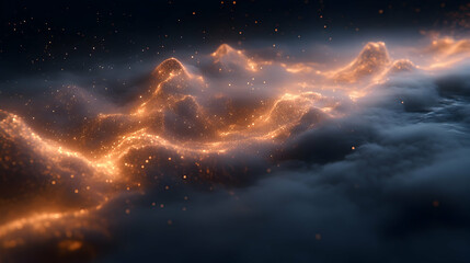 Naklejka premium Fiery, ethereal mountain range