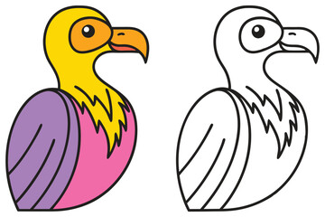 Adorable Cartoon Vulture Illustration Coloring Page Bird Animal Wildlife Nature