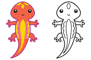 Adorable Cartoon Newt Coloring Page Illustration for Kids Learning Activities