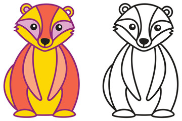 Adorable Badger Coloring Page Illustration Cartoon Animal for Kids