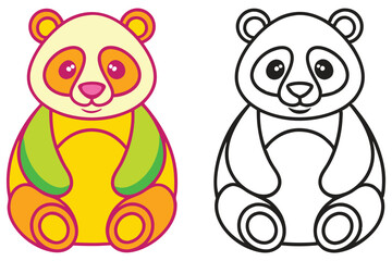 Adorable Panda Bear Coloring Pages Cartoon Illustration for Kids Cute Animal Drawing